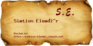 Simtion Elemér névjegykártya